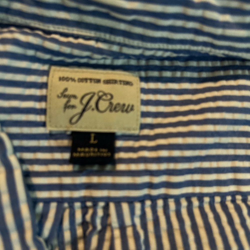 J. Crew Blue and White Striped Shirt